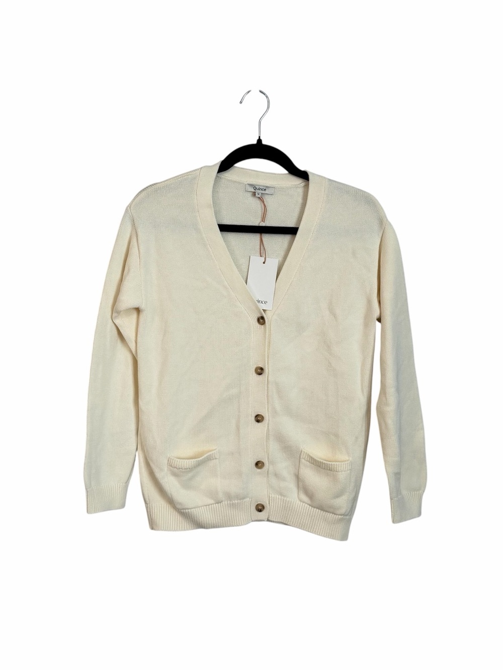 Quince Women’s 100% Organic Cotton Oversized V-Neck Cardigan in Egret Sz 12 NWT
